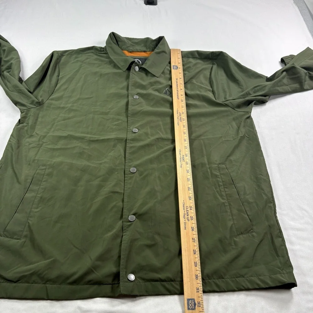 Volcom Bomber Jacket Mens 2XL Green Snap Up Skater Long Sleeve Casual Coat